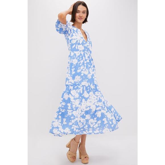 Tuckernuck Hyacinth House Blue & White Floral Cisco Maxi Dress Sz Small Coquette - Picture 2 of 14